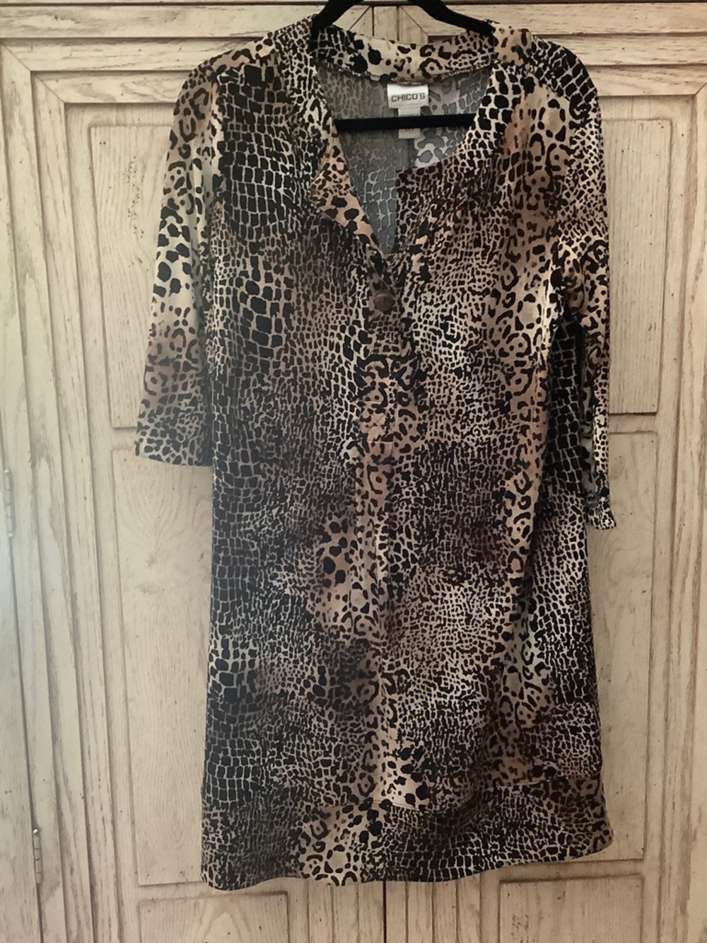 Chico's Animal Print Dress - Brown Black Cream